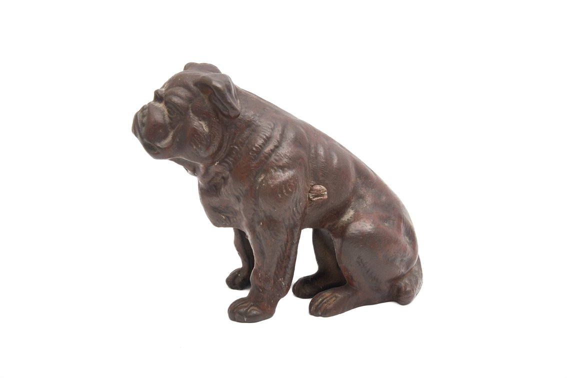 Vintage Cast Iron Bulldog Still Coin Bank
