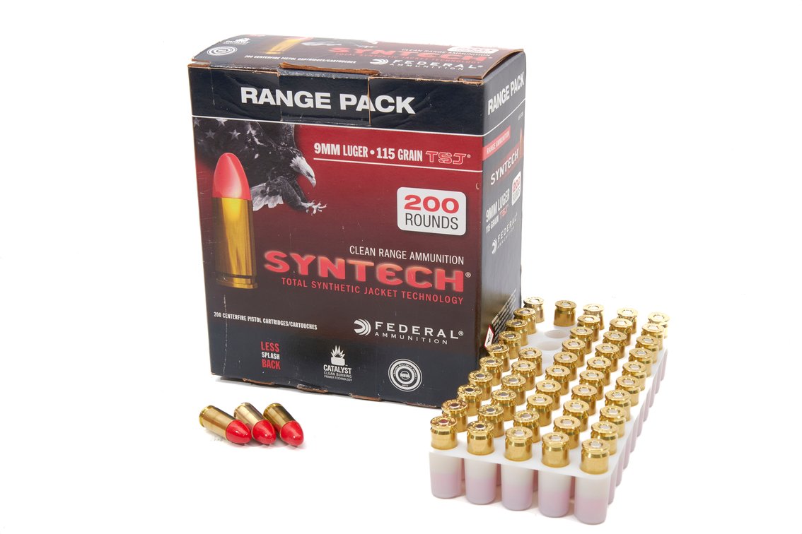 200 Rnds- Federal- Syntech 9mm Luger Range Pack