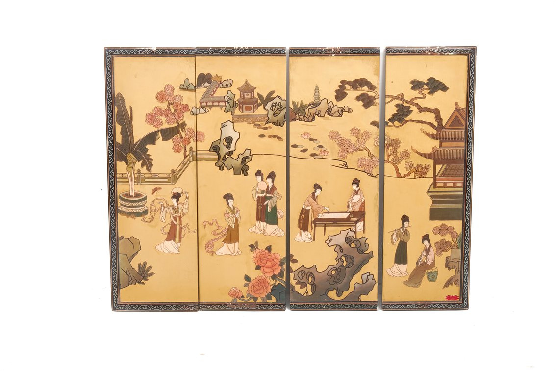 4 Asian Decorative Hanging Wall Panels