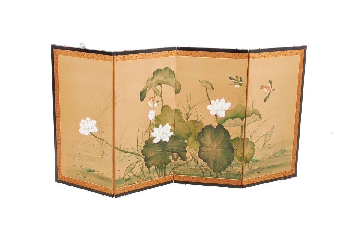 Four-Panel Asian Decorative Folding Screen
