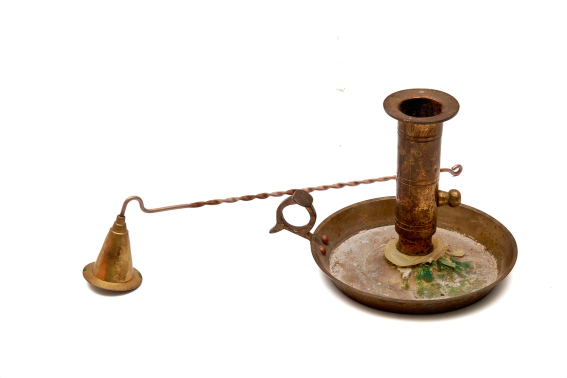 Antique Solid Brass Adj. Chamber Stick w/Snuffer