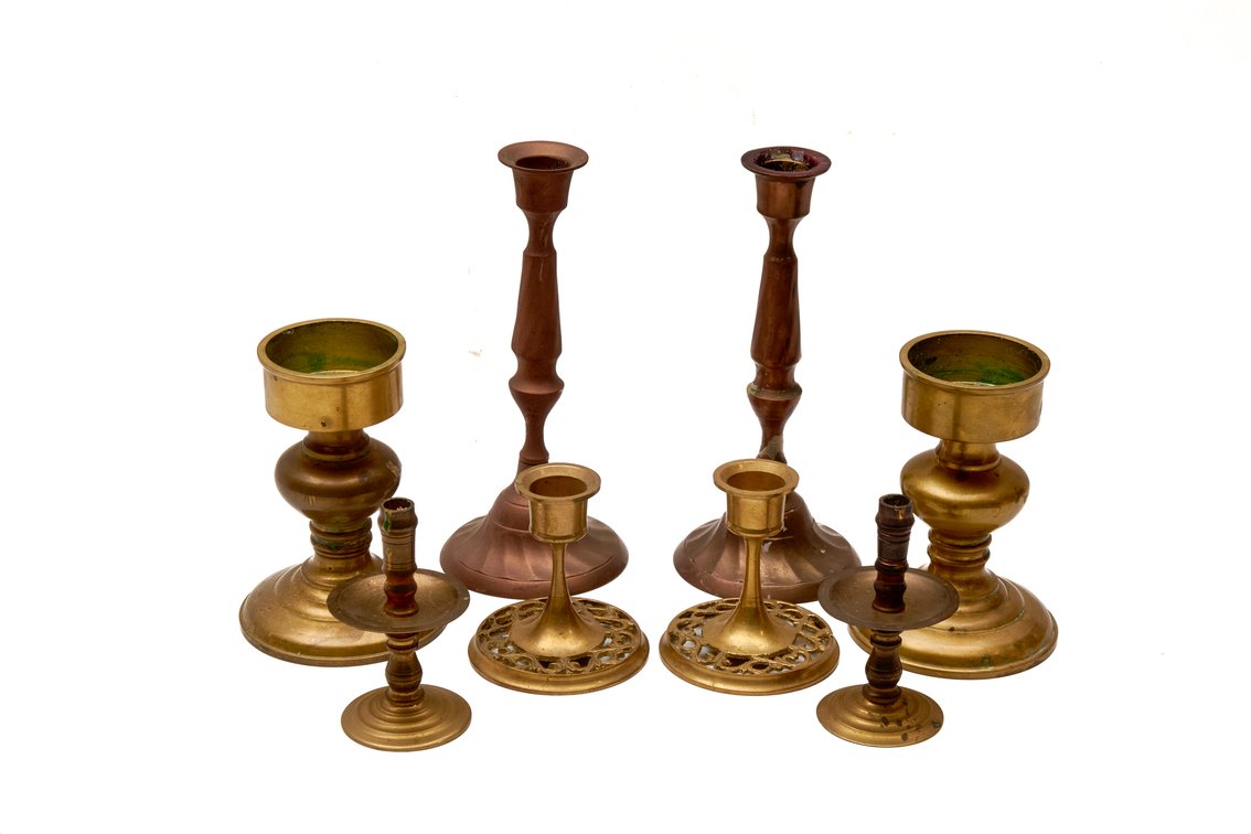 Four (4) Vtg Assorted Pairs of Brass Candlesticks