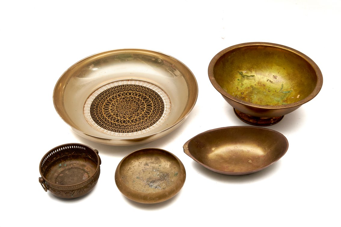 Five Assorted Brass Bowls Including Buehner-Wanner