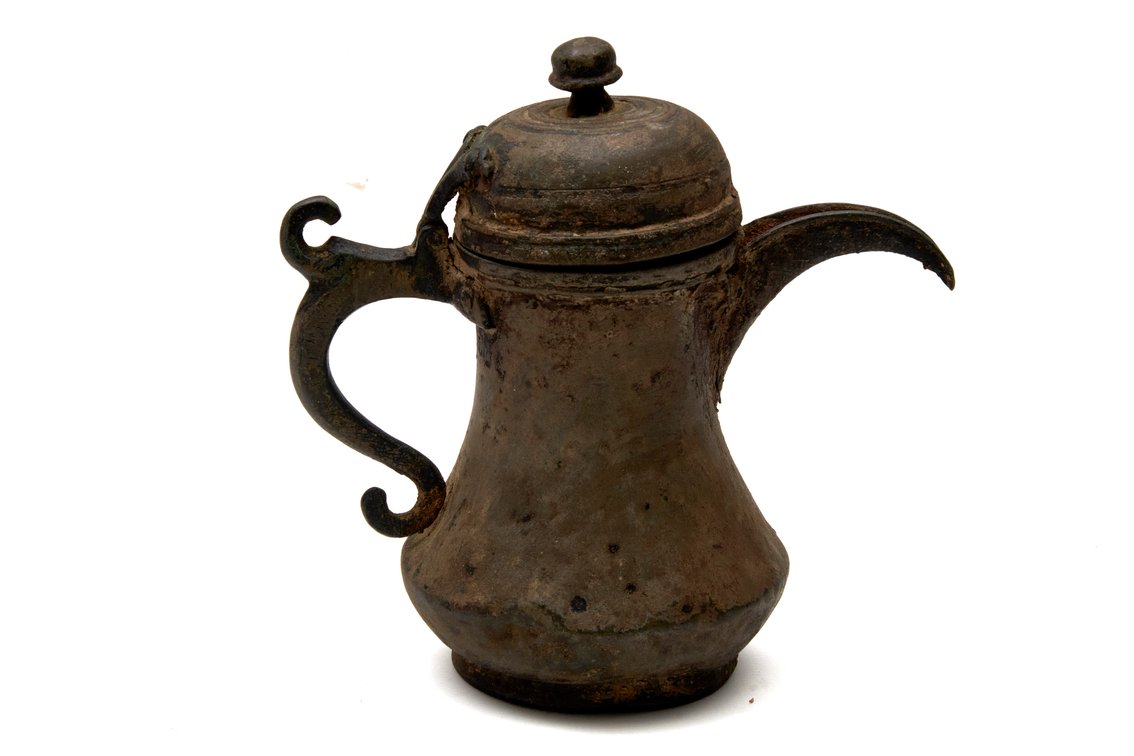 Antique Cast Metal Middle East Coffee Pot (Dallah)