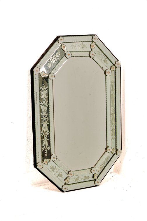 Octagonal Etched Glass Venetian Style Wall Mirror