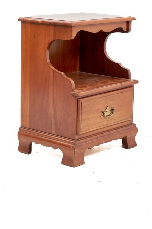 Wooden Nightstand With Open Shelf and Drawer