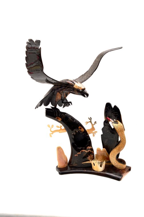 Buffalo Horn Eagle and Cobra Sculpture #2