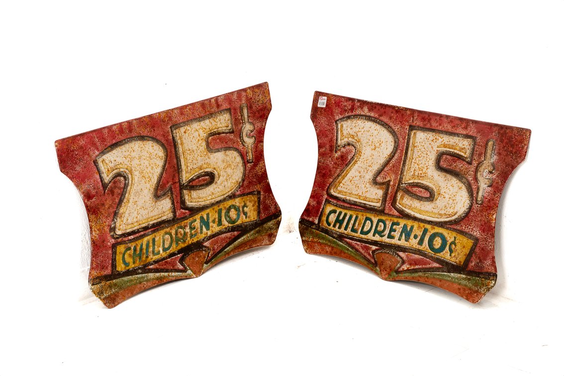 Reproduction Tin 25¢ Children 10¢ Signs
