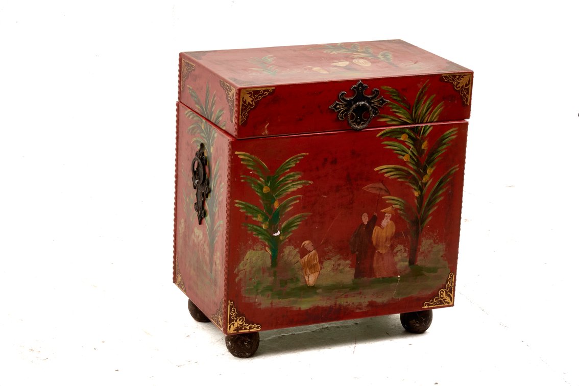 Hand-Painted Decorative Box with Hinged Lid, China
