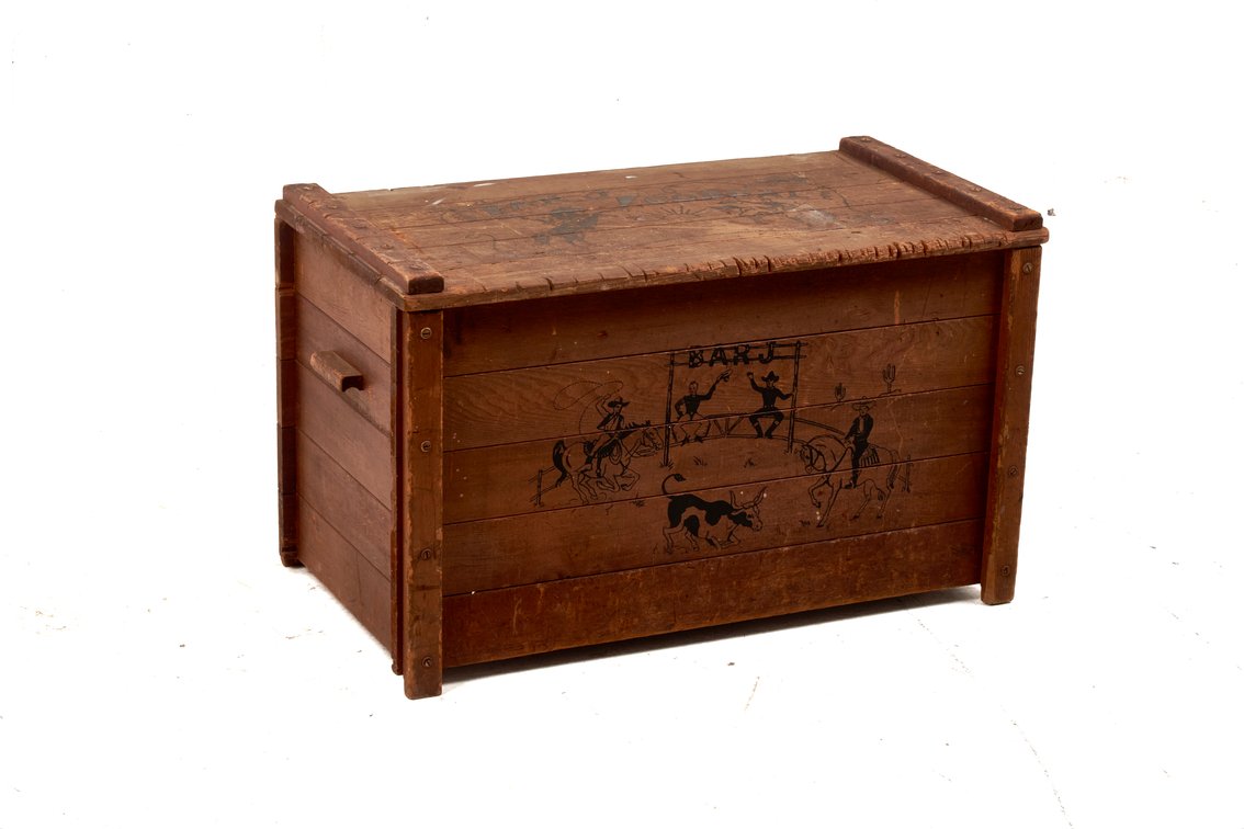 Wooden Bar J Ranch Toy Chest with Painted Detail\