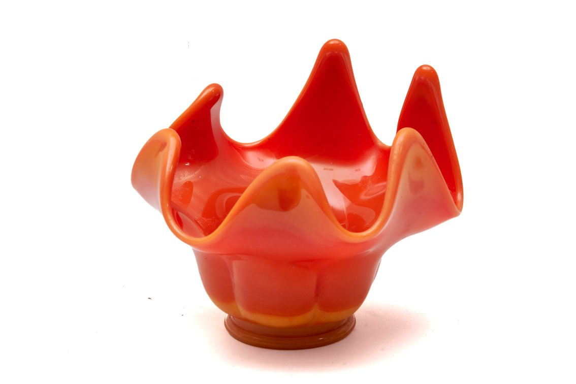 Vtg L.E. Smith Bittersweet Orange Slag Glass Bowl