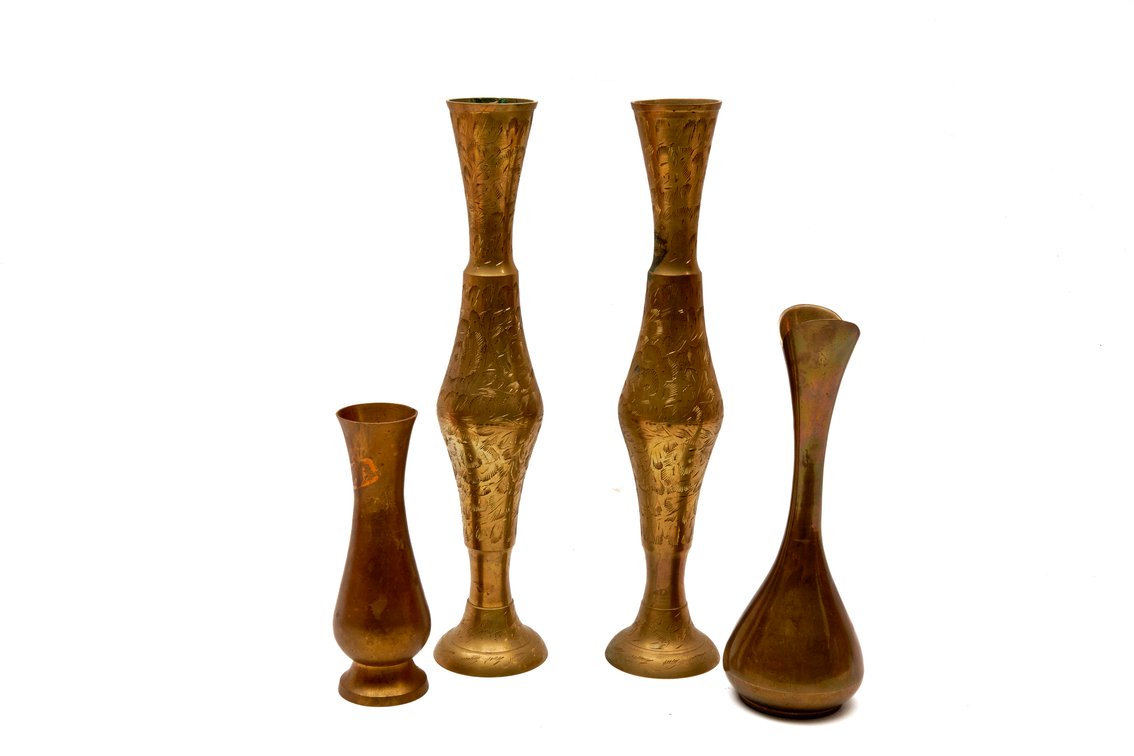 Four (4) Vintage Brass Bud Vases