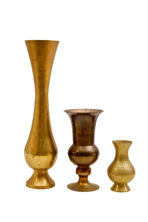 3 Assorted Brass Vases of Varying Sizes & Design