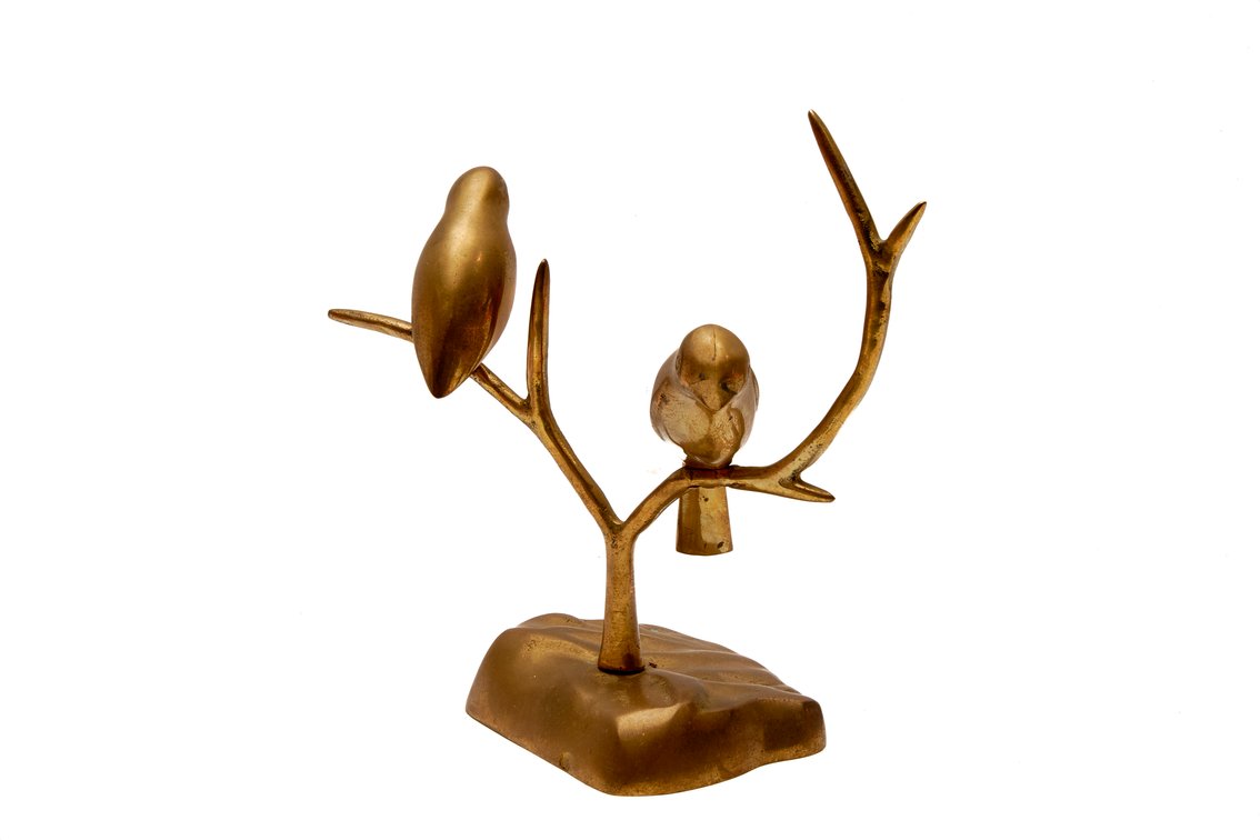 MC Solid Brass ‘Birds on a Tree Branch’ Sculpture