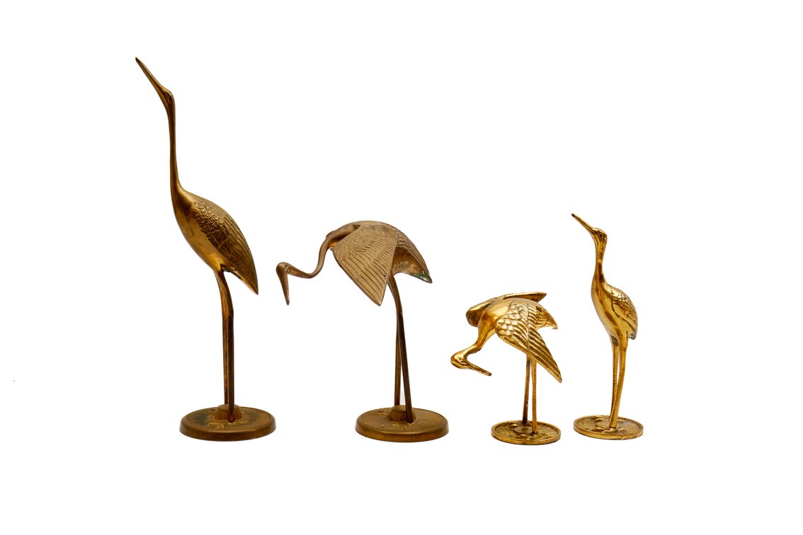 Vtg Pair of Leonard Brass Cranes & More