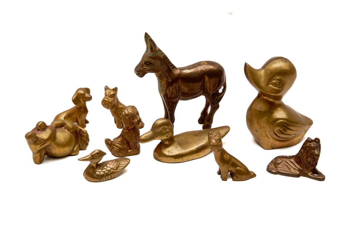 Ten (10) Vintage Solid Brass Animal Figurines