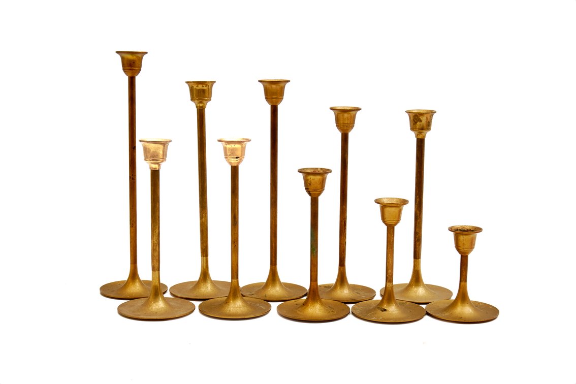 10 Leonard Silver Brass Tapered Candle Holders