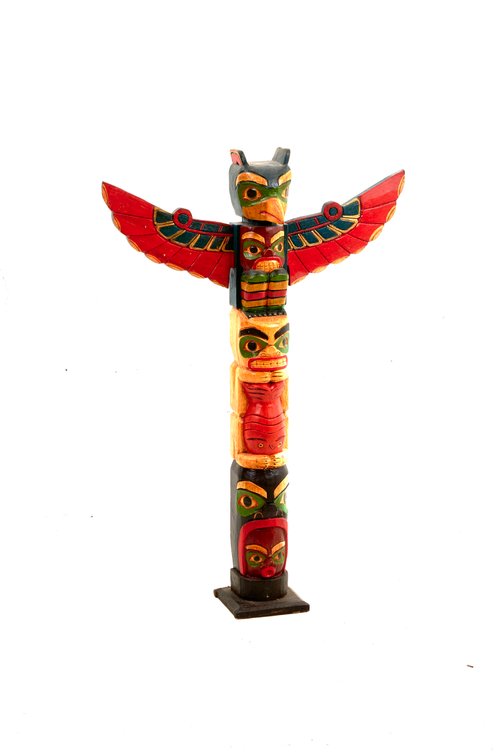 Hand Painted & Carved Totem Pole