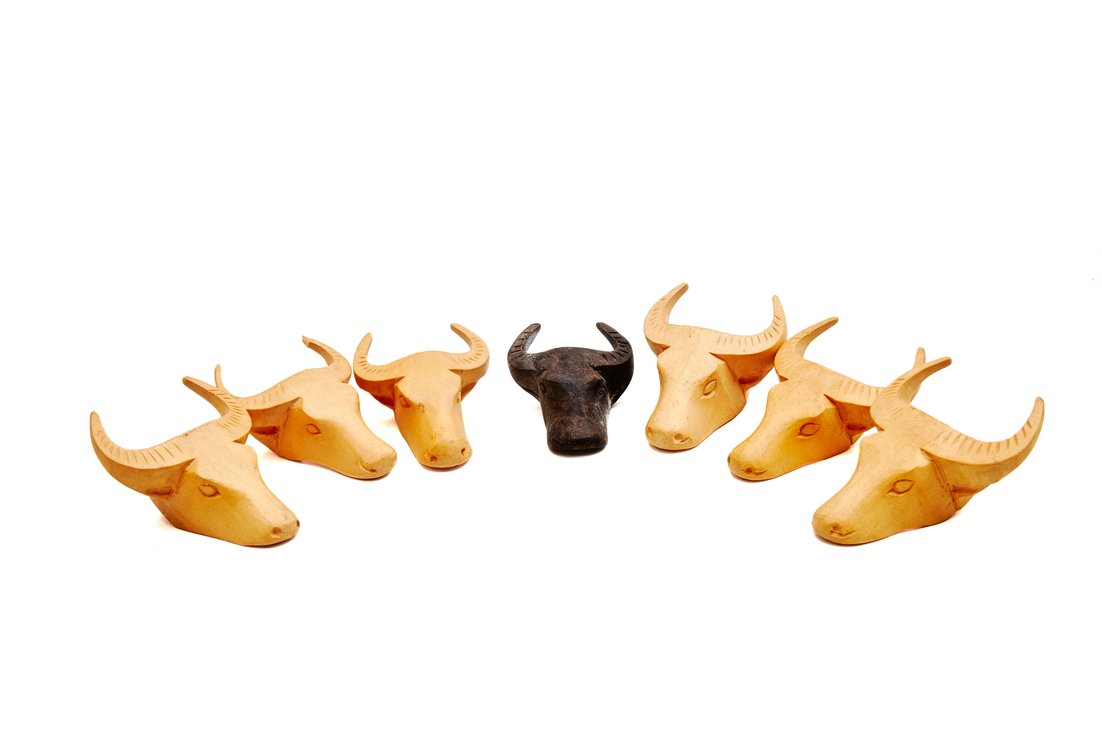 Hand Carved Bull Napkin Rings / Slides