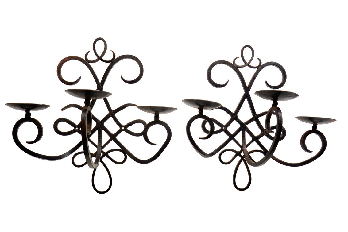 Two Wrought Iron Candle Sconces