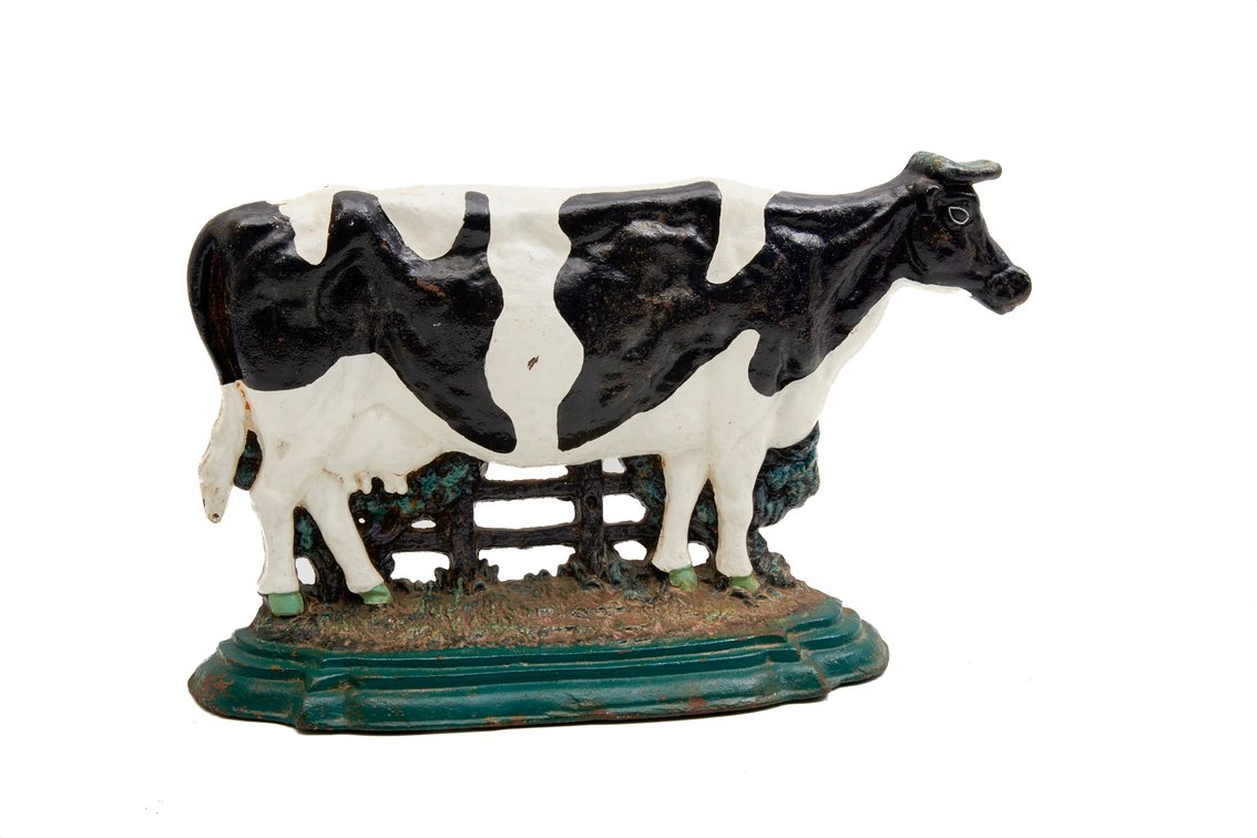 Painted Cast Iron Cow Doorstop