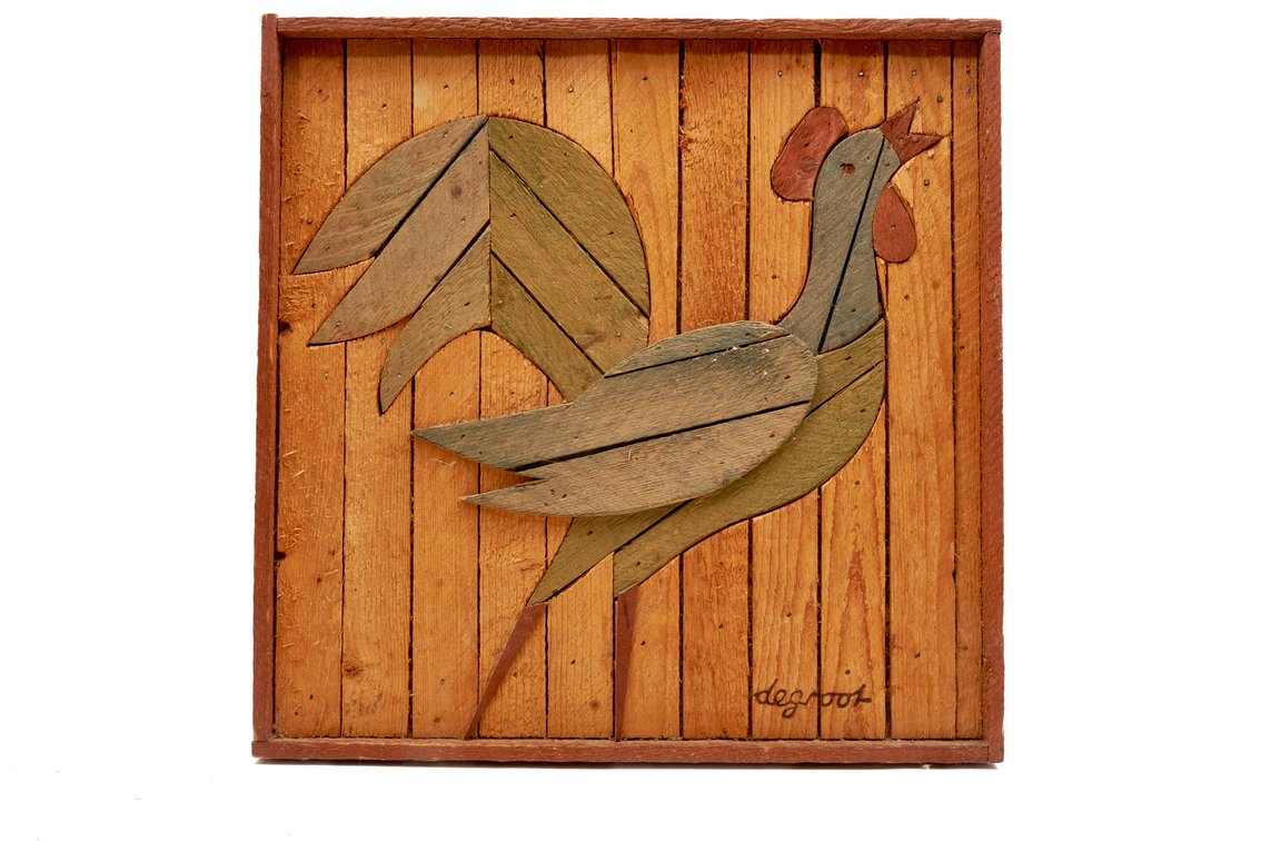 Lath Art Rooster Panel by Theodore Degroot
