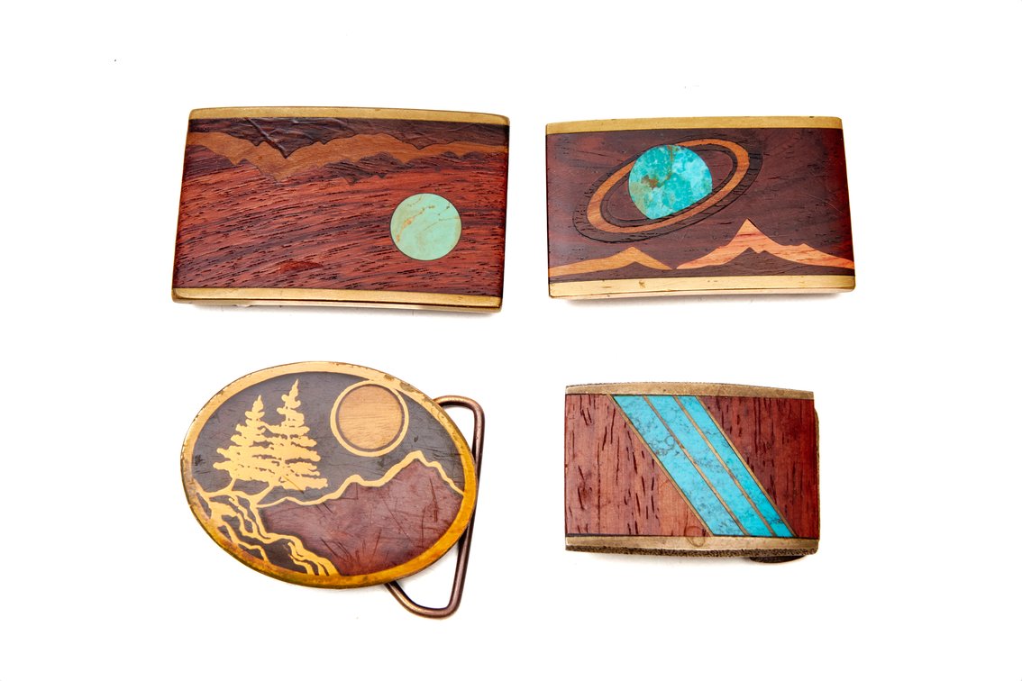 Four Custom Landscape Belt Buckles