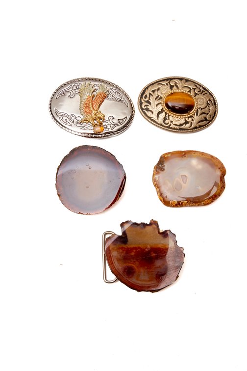 Five Belt Buckles with Gemstones