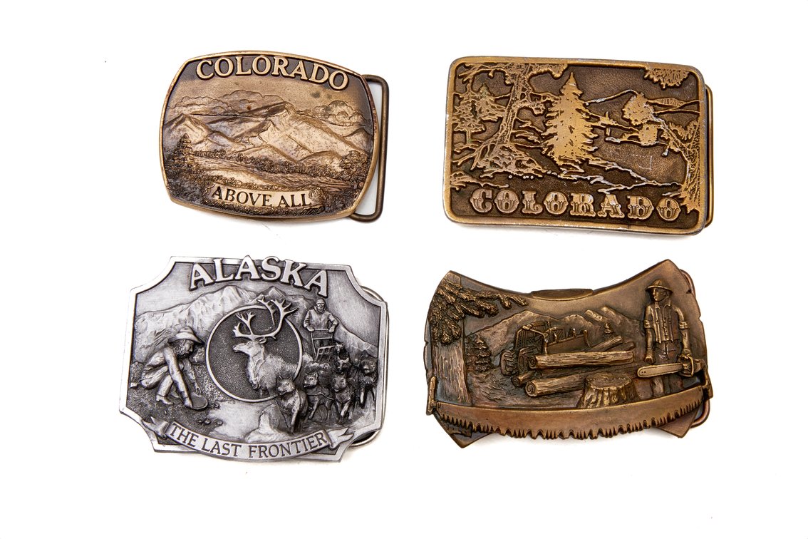 Four Cast Belt Buckles