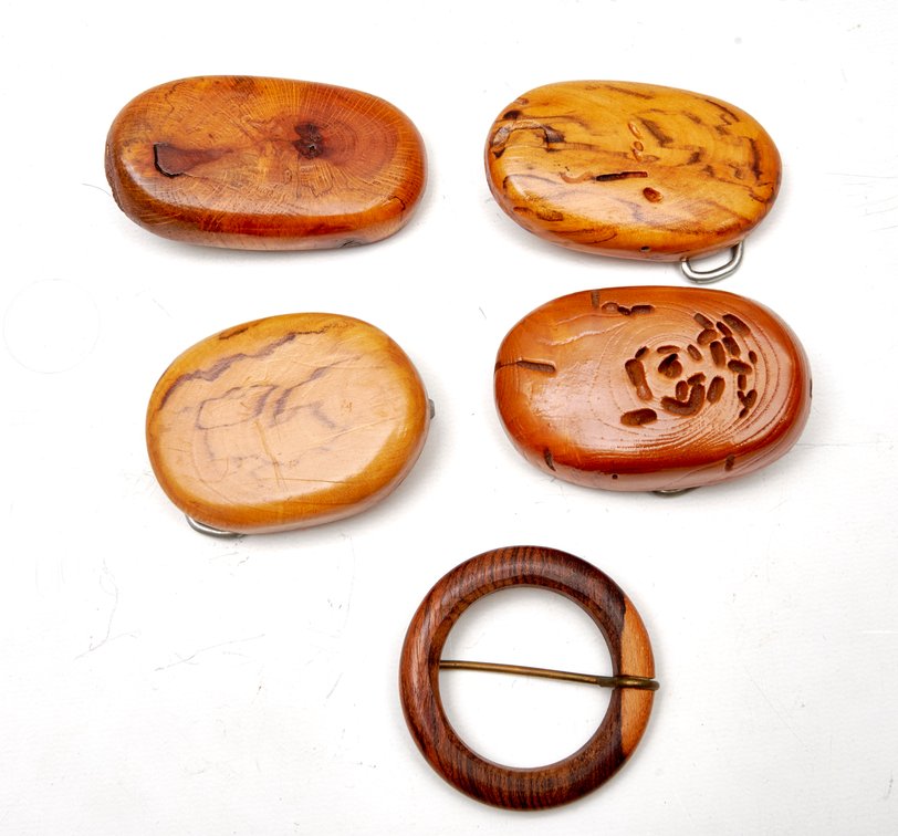 Five- Handmade Wooden Belt Buckles