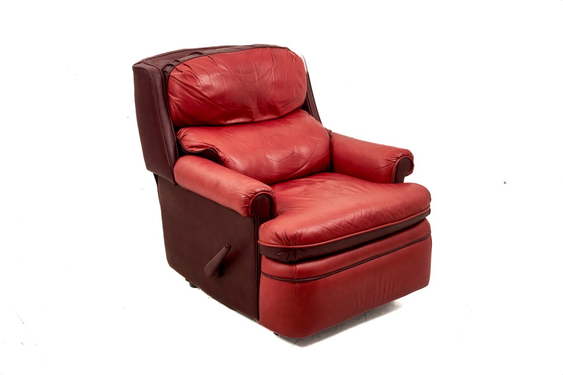 Barcalounger Red Leather Wall Hugger Recliner