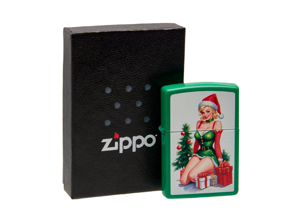 Zippo Christmas Lady w/Gifts Lighter - NIP