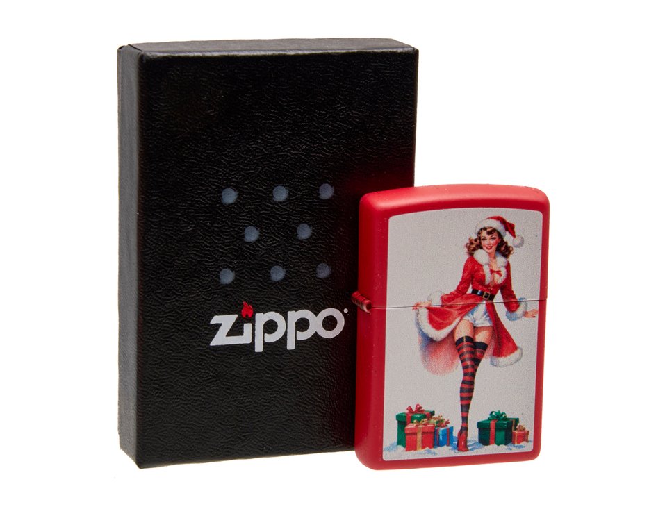 Zippo Christmas Package Pinup Girl Lighter - NIP