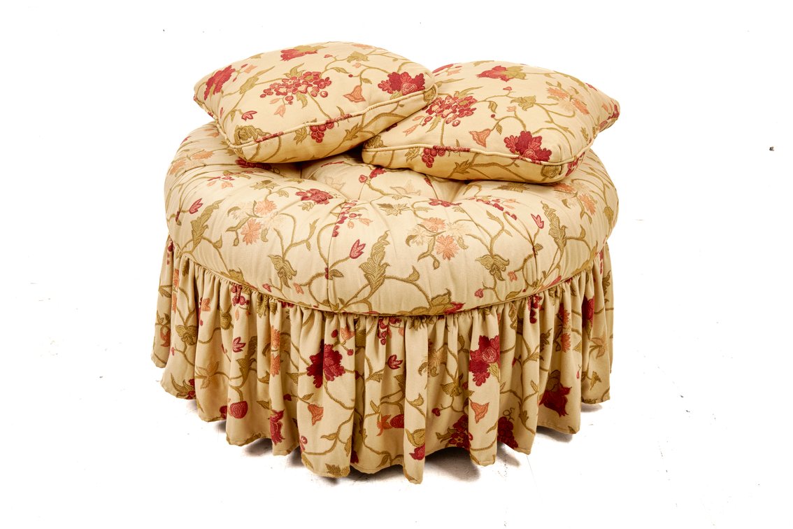 Clayton Marcus Skirted Pouf Ottoman with Floral Pattern