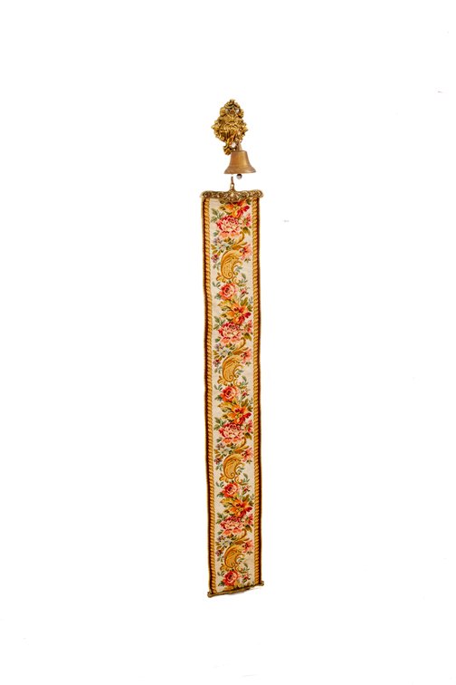 Vintage Floral Tapestry Bell Pull With Brass Bell