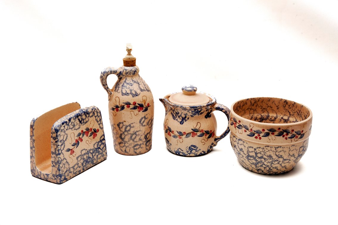 Hand-Painted Spongeware Kitchenware - Proper Place