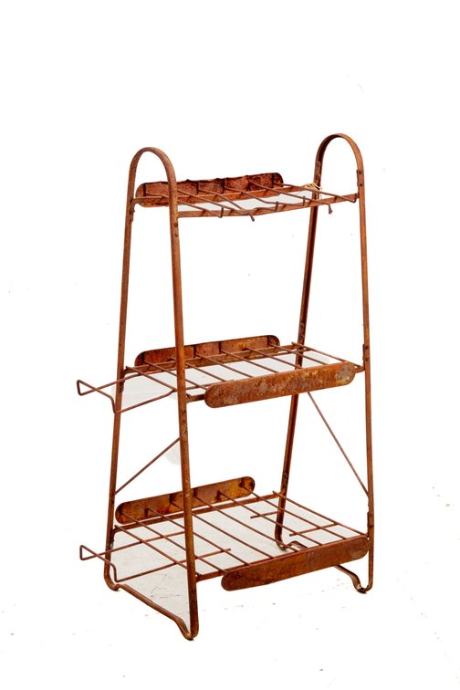 Rusty Three-Tier Wire Metal Rack