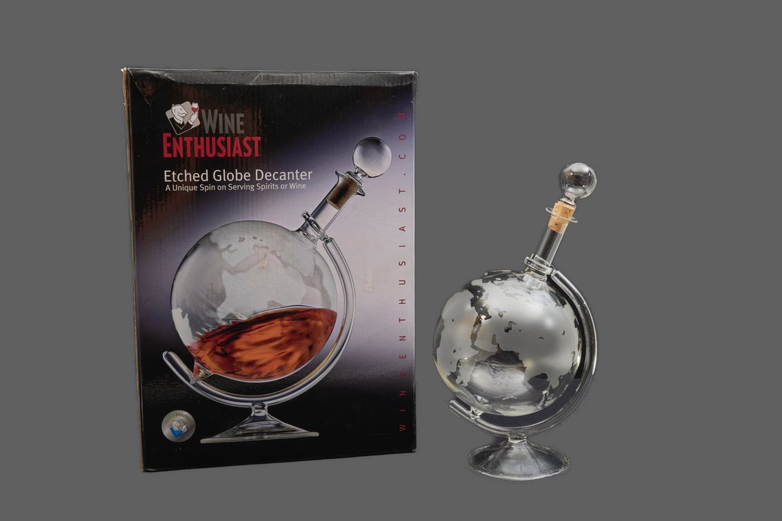 35 oz. Etched Glass Globe Decanter- NIB