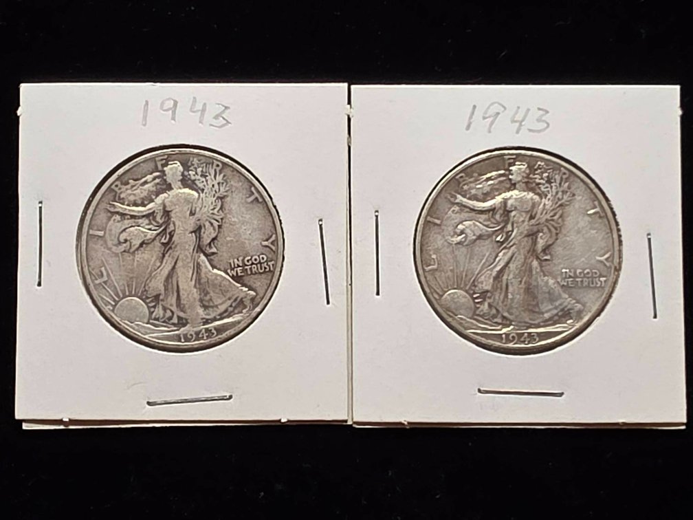 Two 1943 Walking Liberty Half Dollars