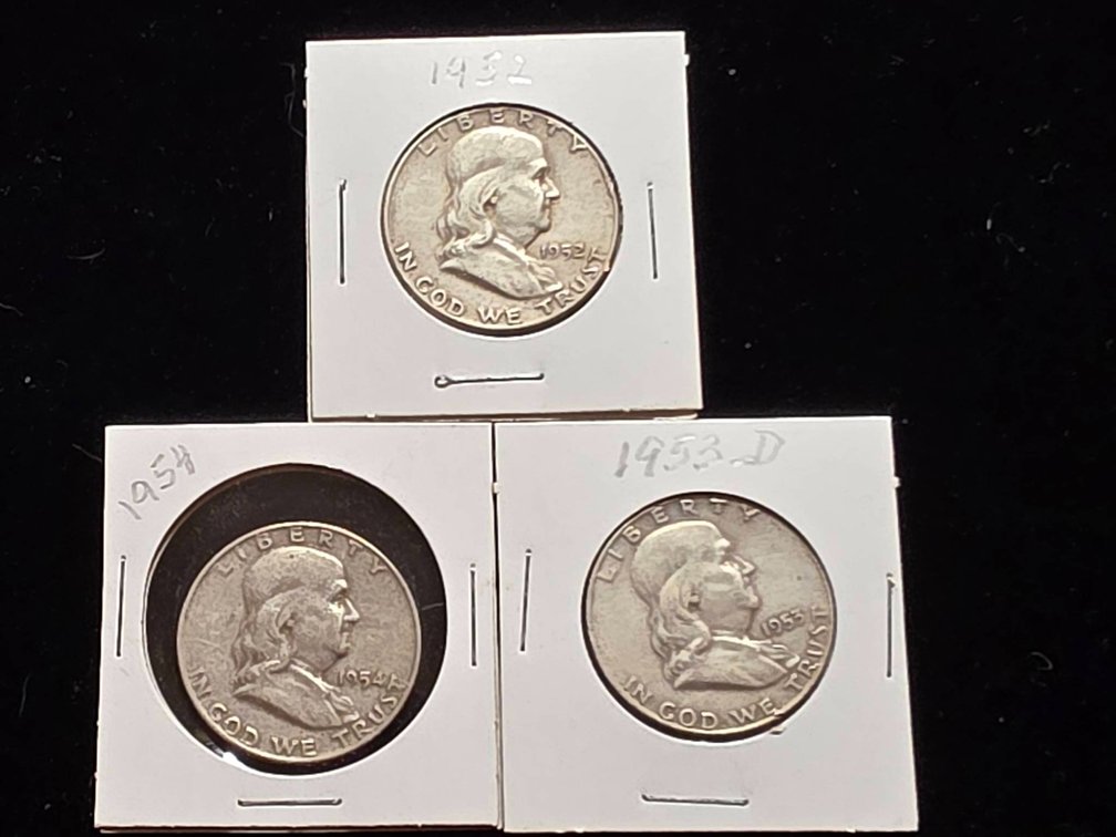1951, 1952, 1953-D Franklin Half Dollars