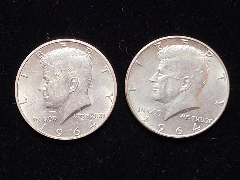 1964 Kennedy Half Dollars, Two Coins