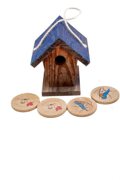 Sandstone Bird Coasters & Bird House