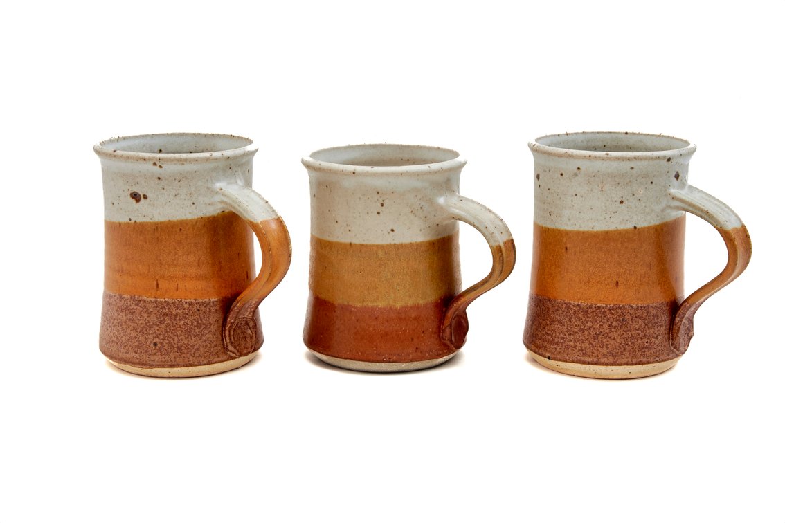 Linda Sharpless LJS Pottery Stripe Stoneware Mugs