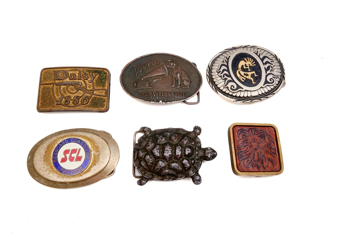 6 Vintage Decorative Belt Buckles