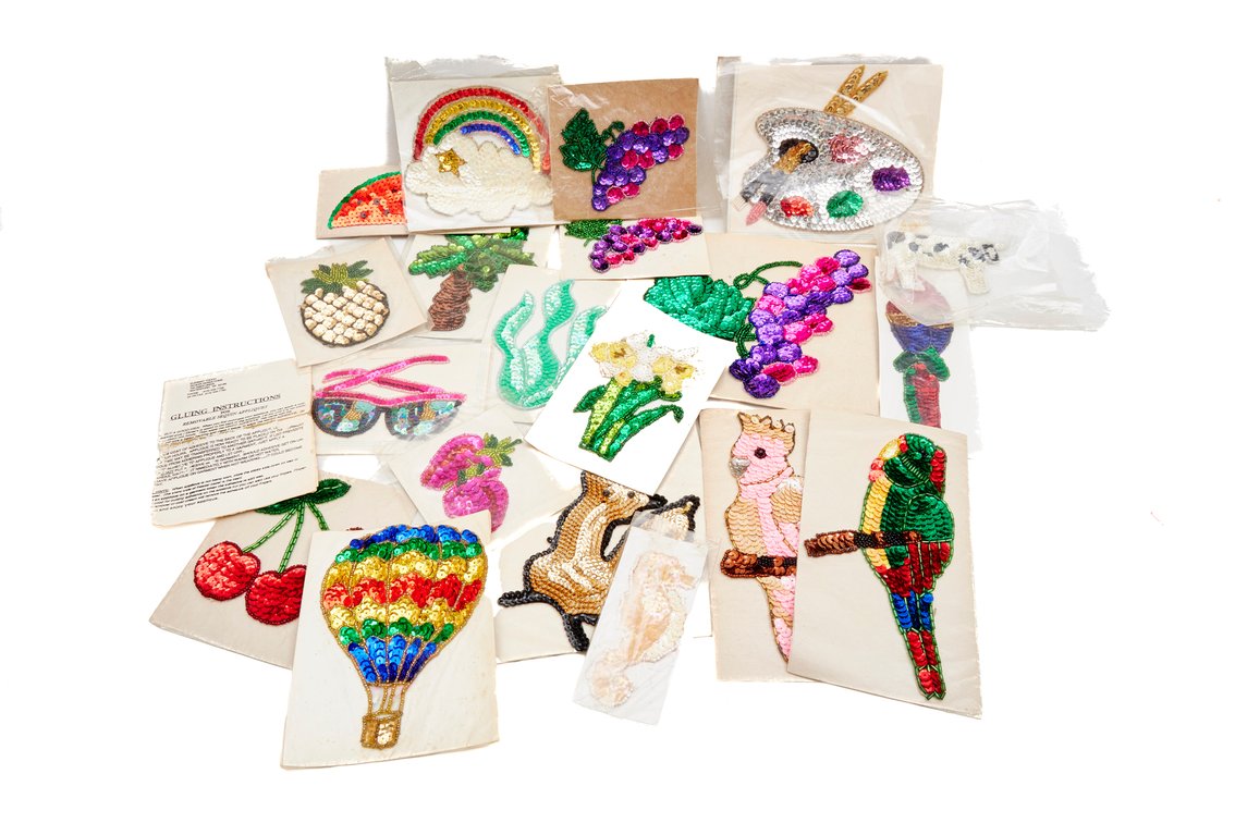 20 Removable Sequin Appliques, Animal & Fruit