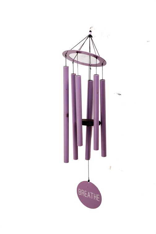 Lavender Metal Wind Chime, 6 Tubes, "Breathe"