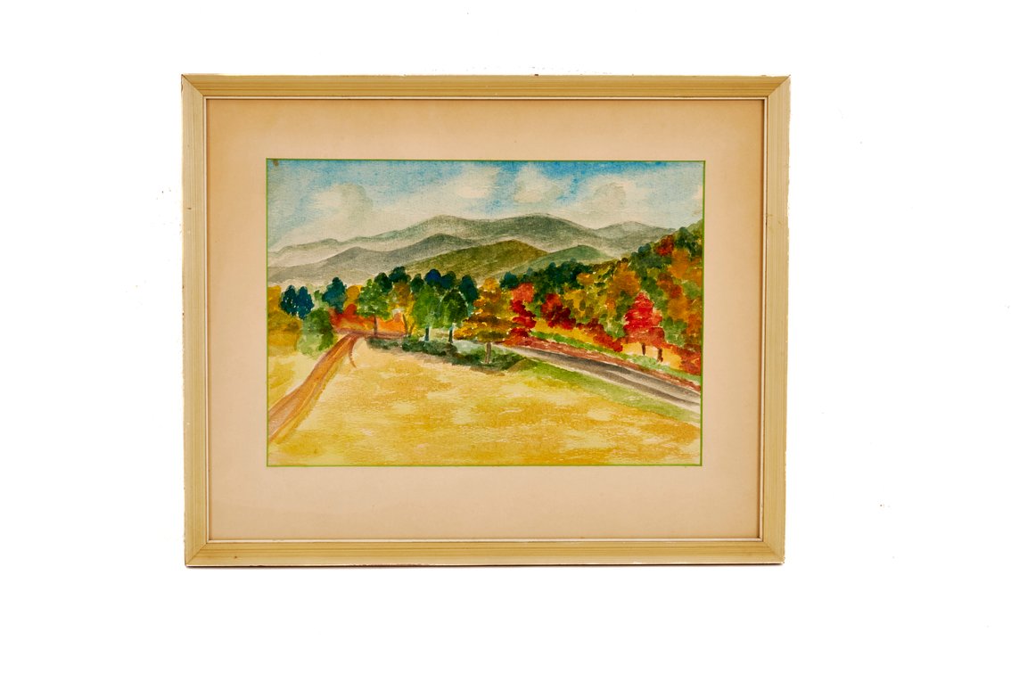Framed Original Watercolor Landscape Painting