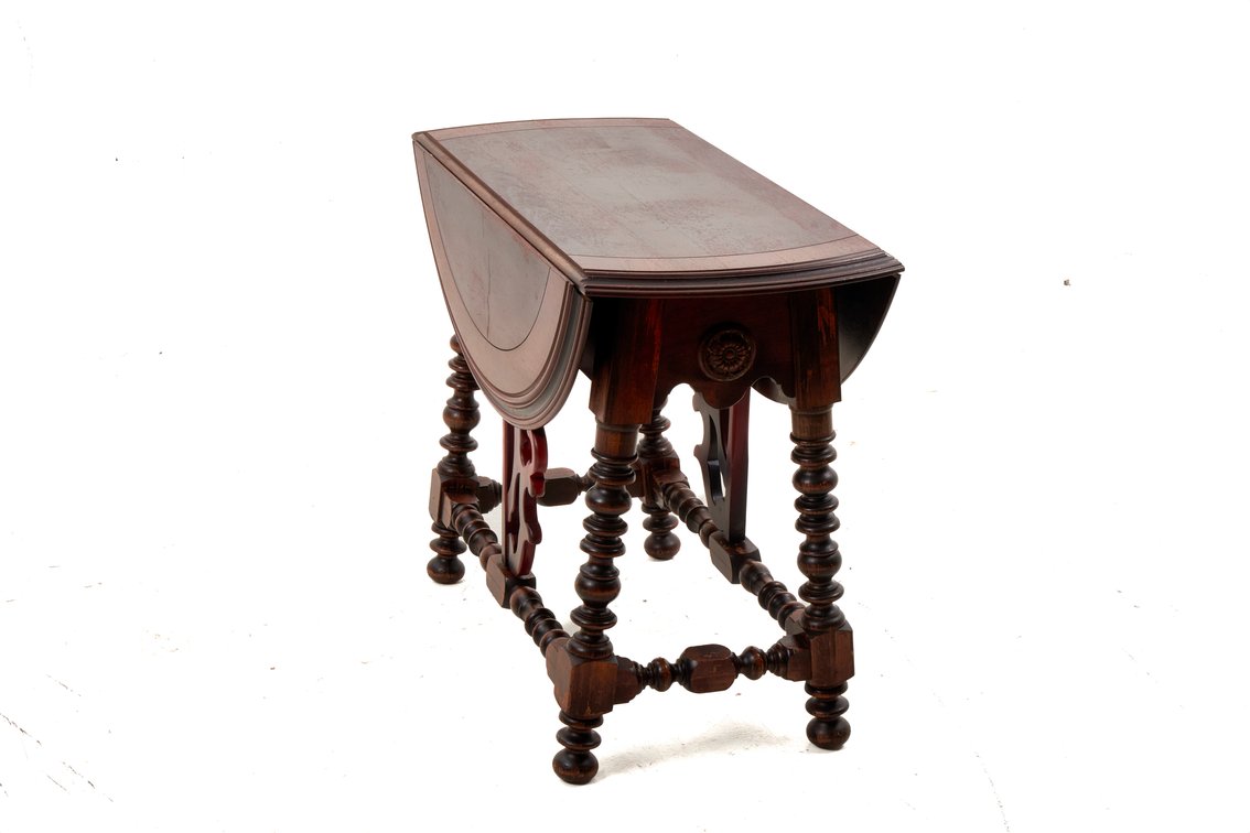 Antique Jacobean Revival Walnut Drop-Leaf Table
