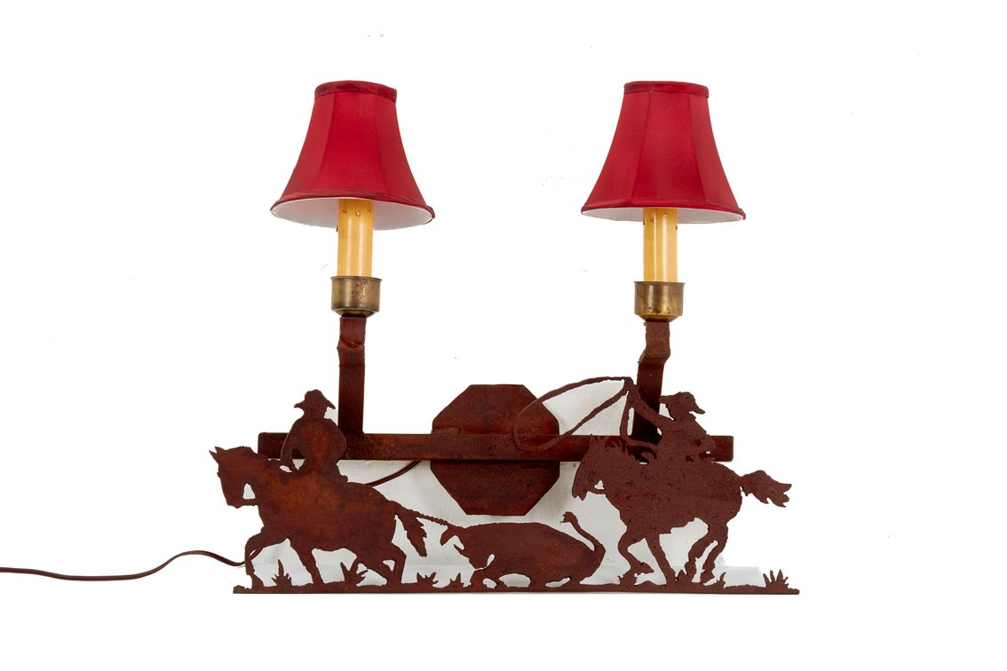 Rustic Cowboy Inspired Metal Duel Light Sconce