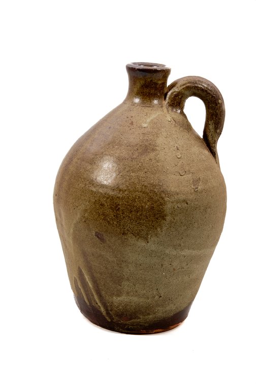 Salt-Glazed Stoneware Jug with Strap Handle